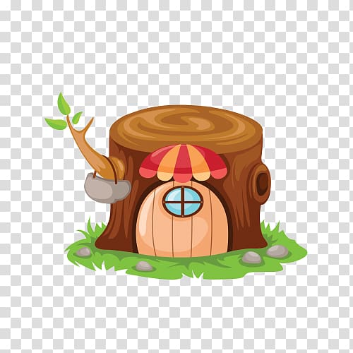 Fairy tale Cartoon House, Stump house transparent background PNG clipart