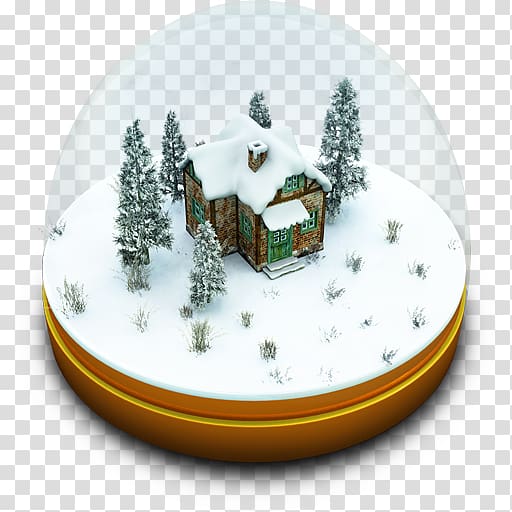 christmas ornament winter, Xmas Snow Globe, snow-covered brown wooden house snow globe transparent background PNG clipart