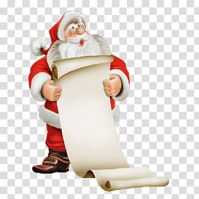 Santa Claus holding list illustration, Santa Claus Reading transparent background PNG clipart