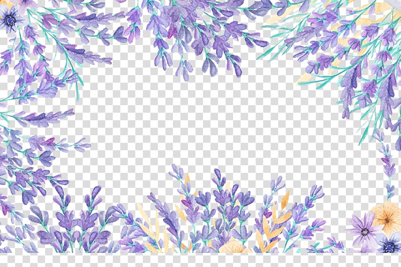 purple and yellow floral art, Watercolor painting Flower Designer, Flowers frame decorative patterns transparent background PNG clipart