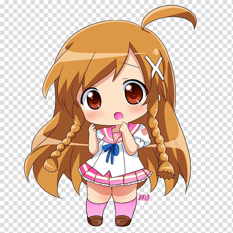 brown-haired female anime character wearing school uniform, Chibi Anime , Chibi transparent background PNG clipart