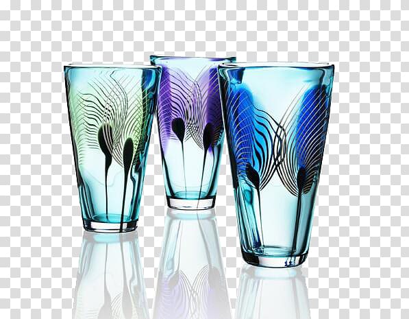 Glass art Cup Transparency and translucency, Three beautiful glass transparent background PNG clipart