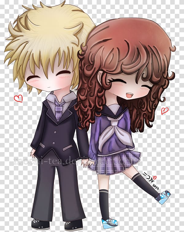 anime hugging couple chibi