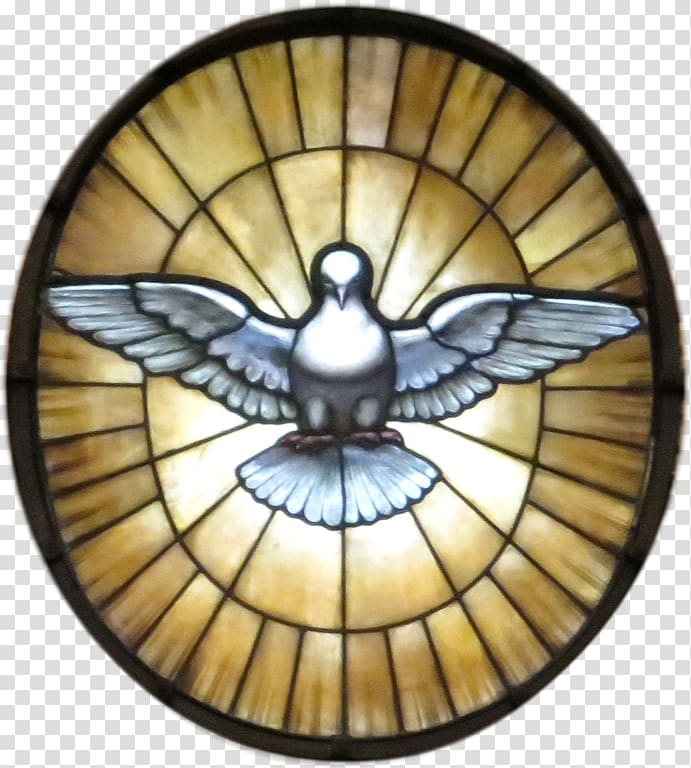 dove stained glass art, Holy Spirit in Christianity Doves as symbols Baptism Sacraments of the Catholic Church, spirit transparent background PNG clipart