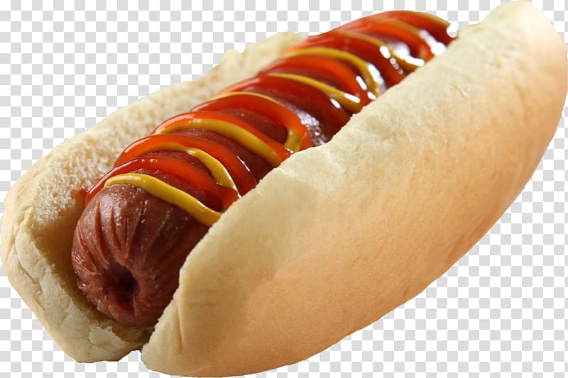 hotdog with ketchup and mustard, Hot dog Hamburger Bacon, Hot dog transparent background PNG clipart