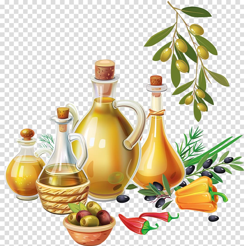 Olive oil Harvest Landscape, Cartoon bottle transparent background PNG clipart