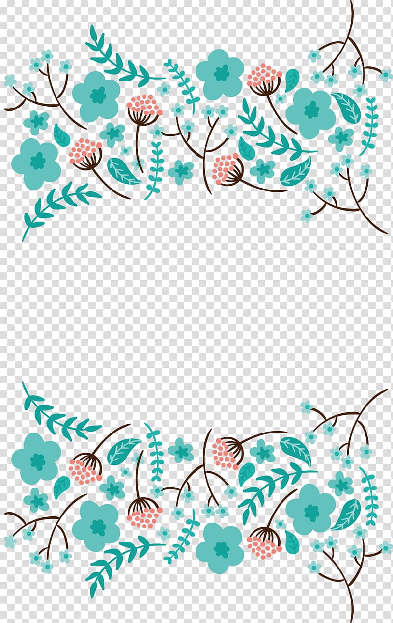 pink and green floral illustration, Wedding invitation Blue, Blue flowers border transparent background PNG clipart