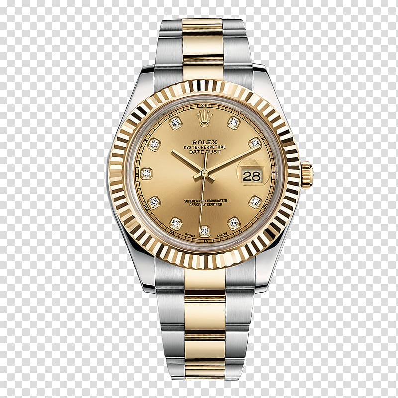 round silver-colored Rolex watch with link bracelet, Rolex Datejust Rolex Submariner Rolex Daytona Rolex Sea Dweller, Rolex gold watch men watch watch transparent background PNG clipart