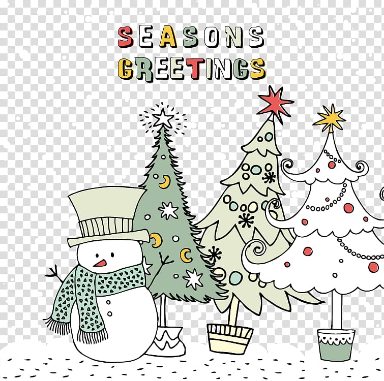 Santa Claus Christmas card Christmas tree Christmas decoration, Christmas cartoon illustrator material transparent background PNG clipart