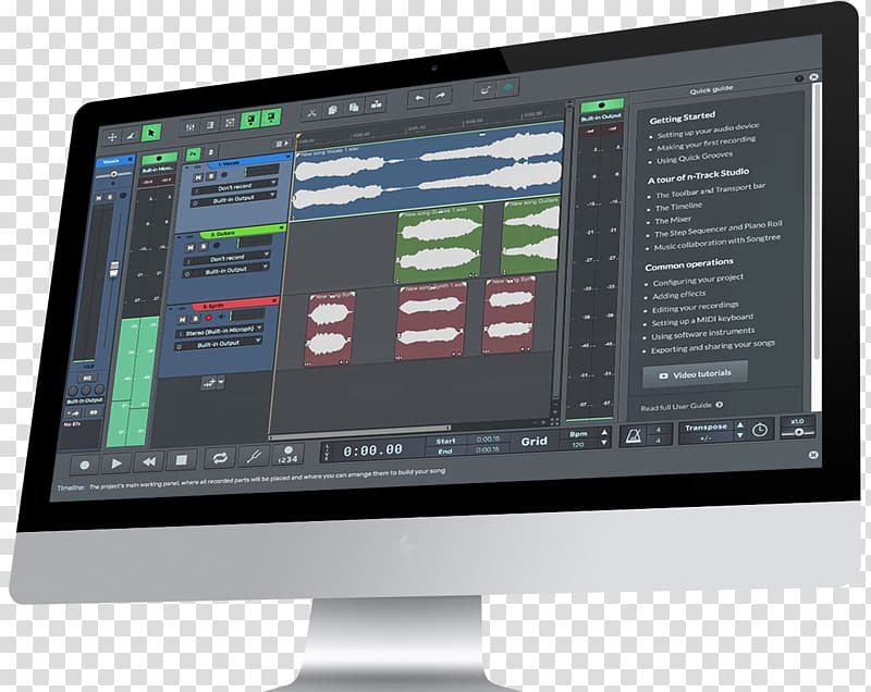 Digital audio workstation n-Track Studio Multitrack recording Recording studio, imac transparent background PNG clipart