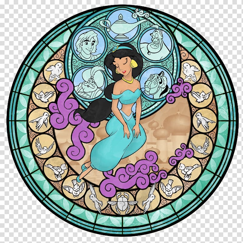 Kingdom Hearts II Princess Jasmine Stained glass Window The Walt Disney Company, princess jasmine transparent background PNG clipart