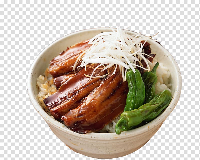 Seafood Chinese cuisine Japanese Cuisine , Eel rice bowl transparent background PNG clipart