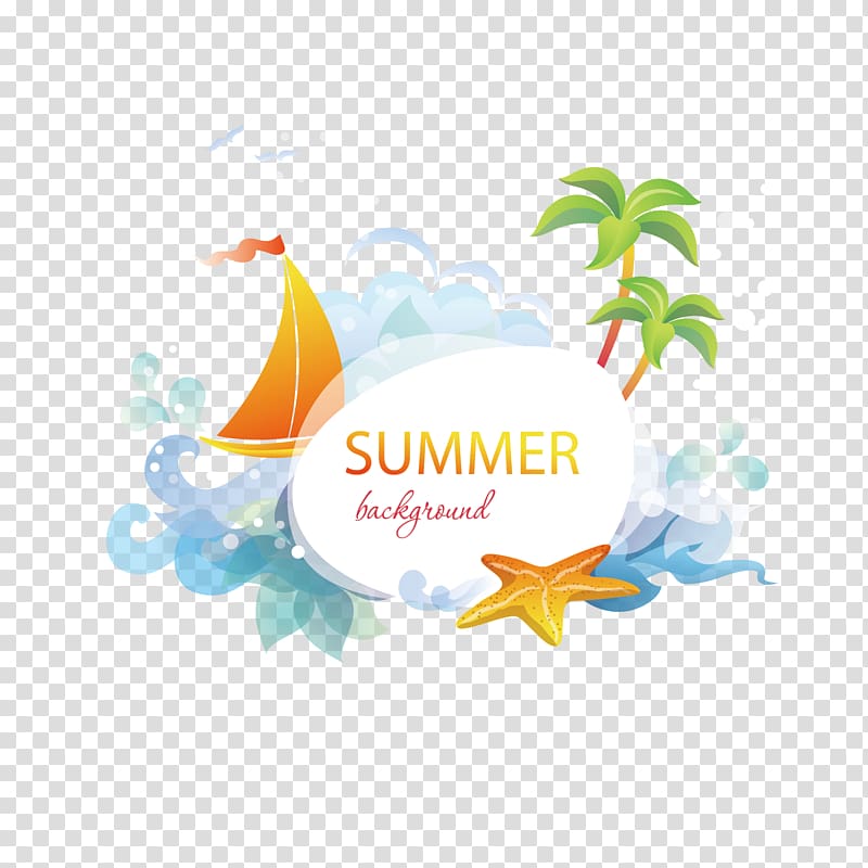 Summer Euclidean , starfish and coconut trees transparent background PNG clipart