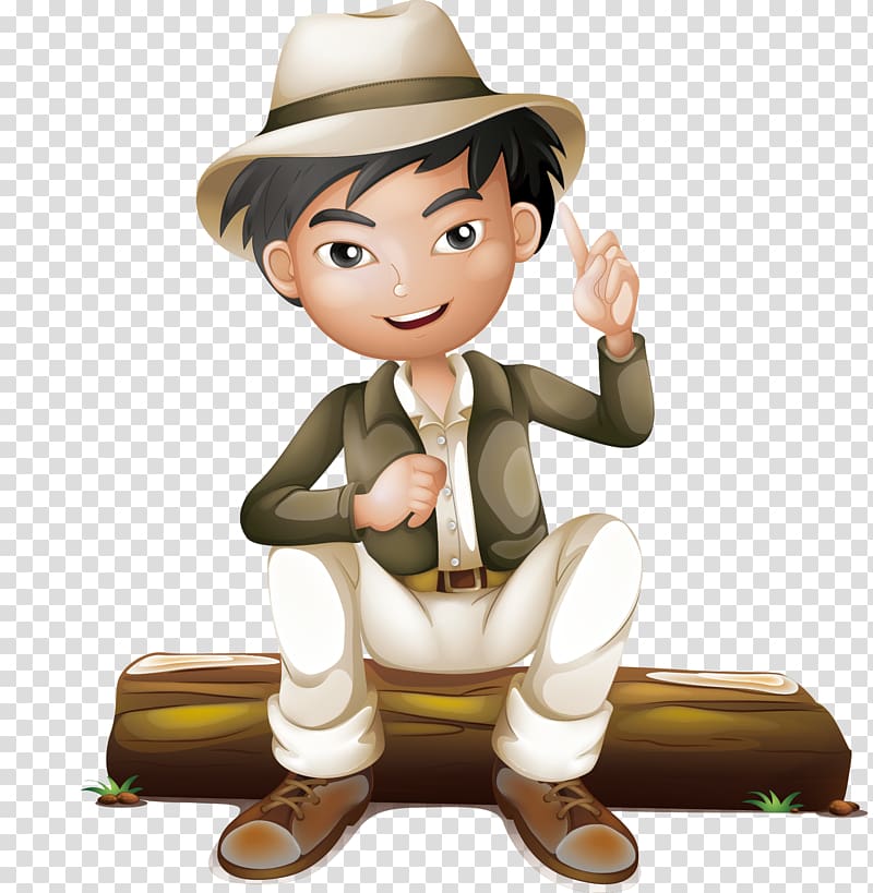 Cartoon Exploration Illustration, The child sitting on the stakes transparent background PNG clipart