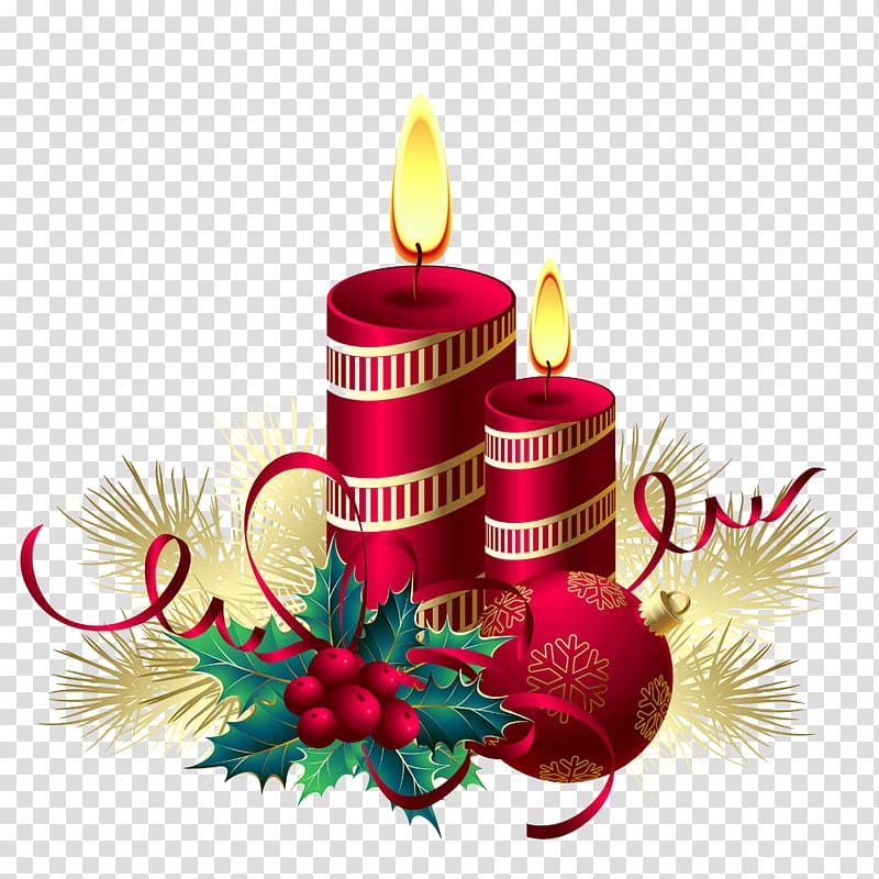 Christmas decoration Candle New Year , Red Christmas candles transparent background PNG clipart