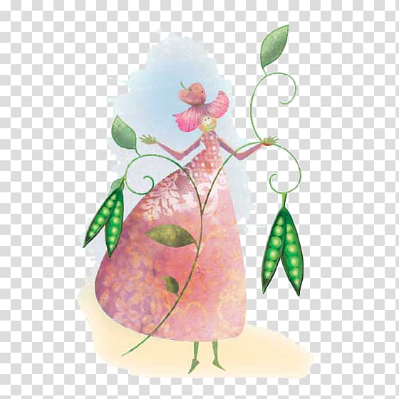 The Princess and the Pea Illustration, Hand painted peas Princess transparent background PNG clipart
