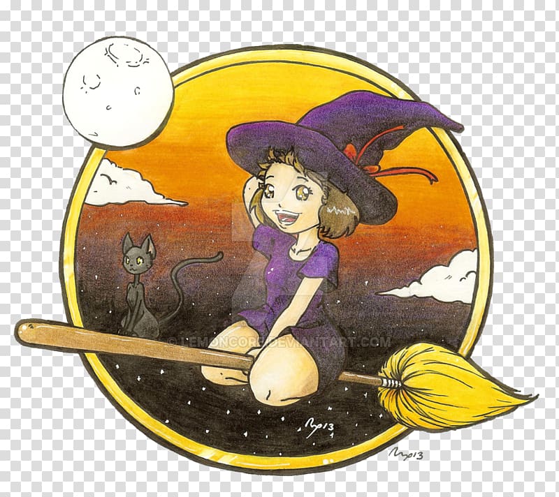 Witchcraft Yellow Color Cartoon, little witch transparent background PNG clipart