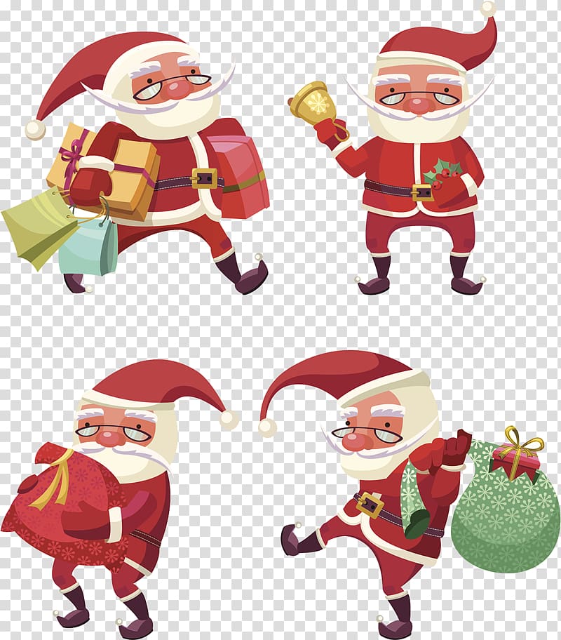 Santa Claus Gift Christmas Illustration, Santa Claus presents transparent background PNG clipart