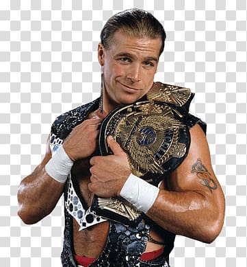 Shawn Michaels, Shawn Michaels Holding Belt and Smiling transparent background PNG clipart