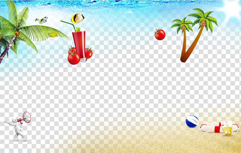 Summer Poster, Taobao beach material transparent background PNG clipart