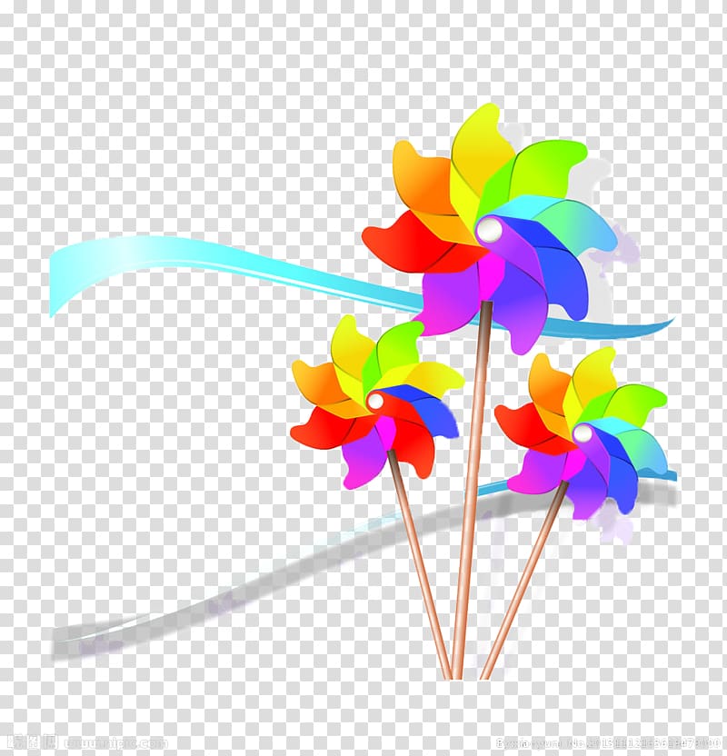 Paper Windmill, Colorful windmill transparent background PNG clipart