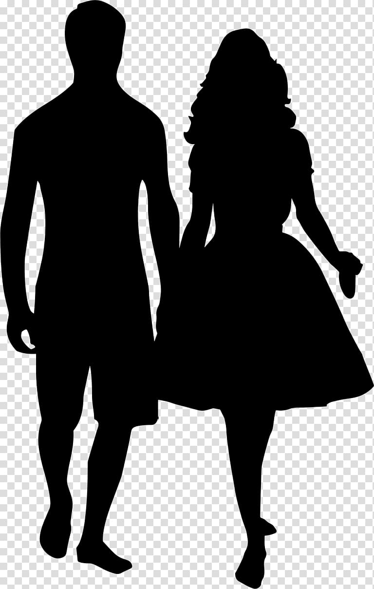Silhouette Holding hands Drawing , couple silhouette transparent background PNG clipart