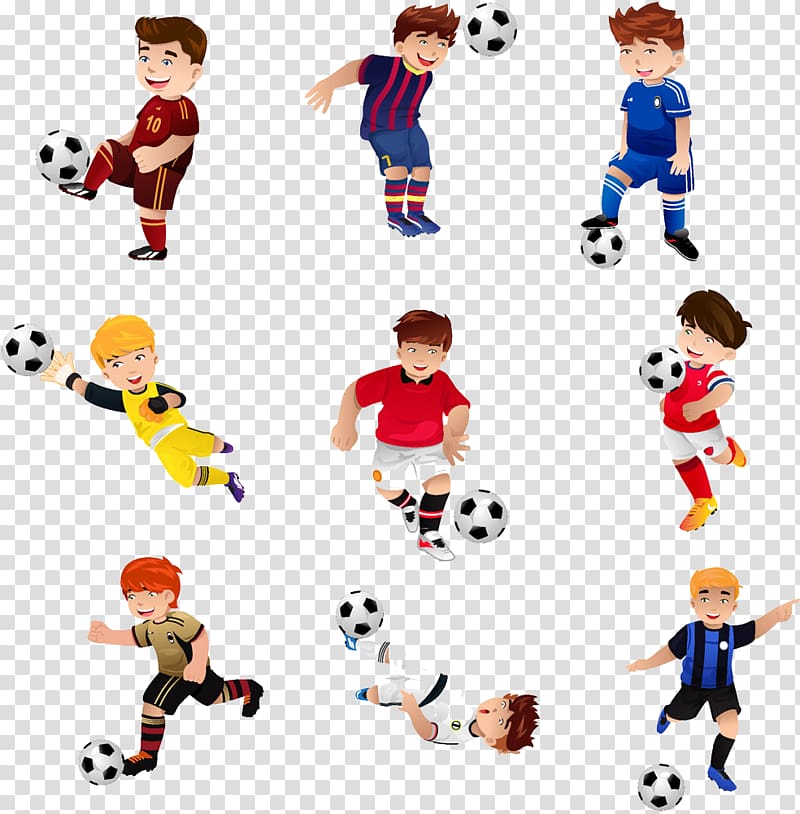 cartoon boy playing soccer transparent background PNG clipart