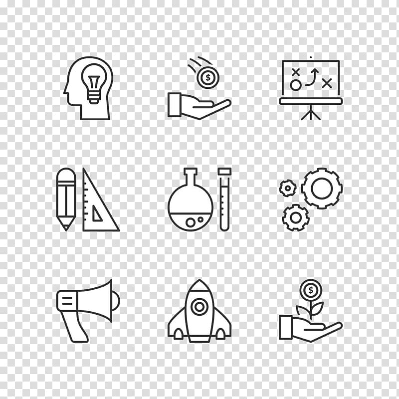 Black and white Icon, School supplies icon HD deduction material transparent background PNG clipart