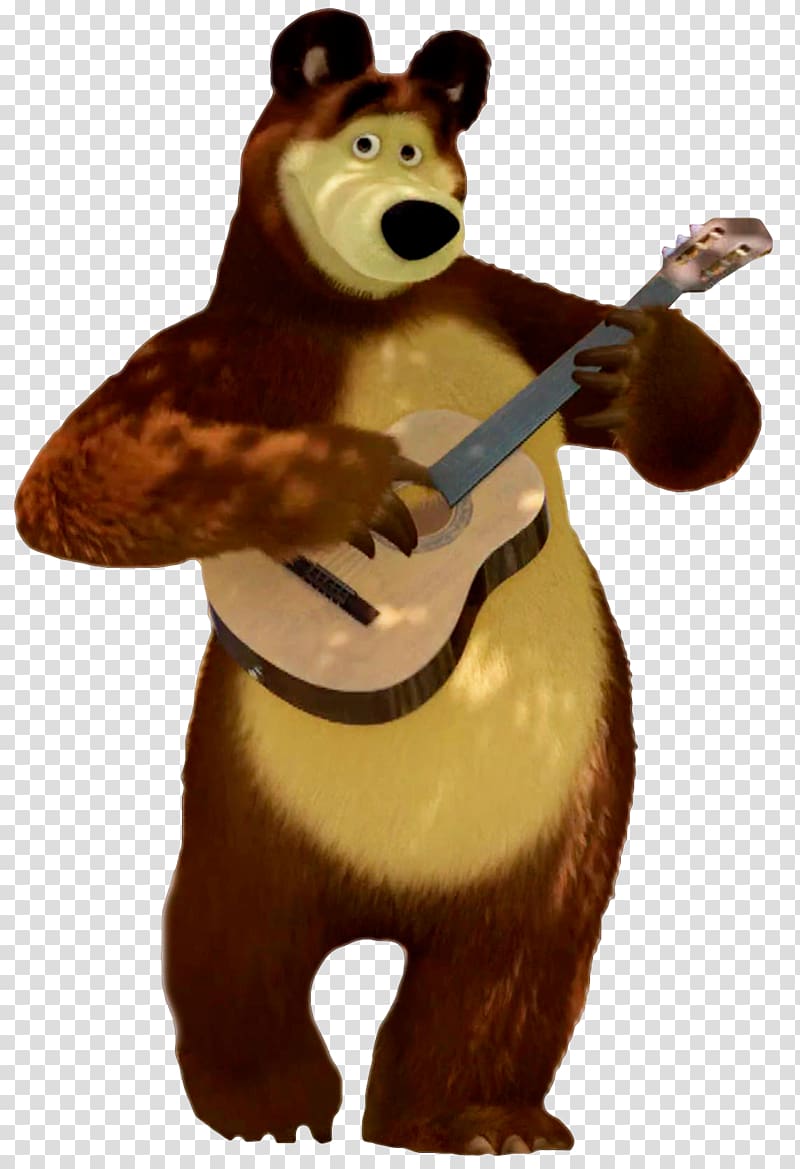 bear playing guitar illustration, Masha Bear Bizcocho Cake Paper, bear transparent background PNG clipart