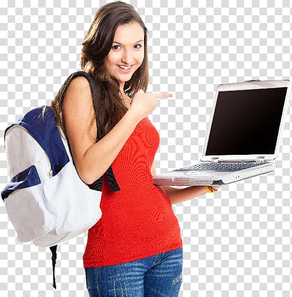 Student University Institute College Education, Student , woman holding laptop computer and pointing it transparent background PNG clipart