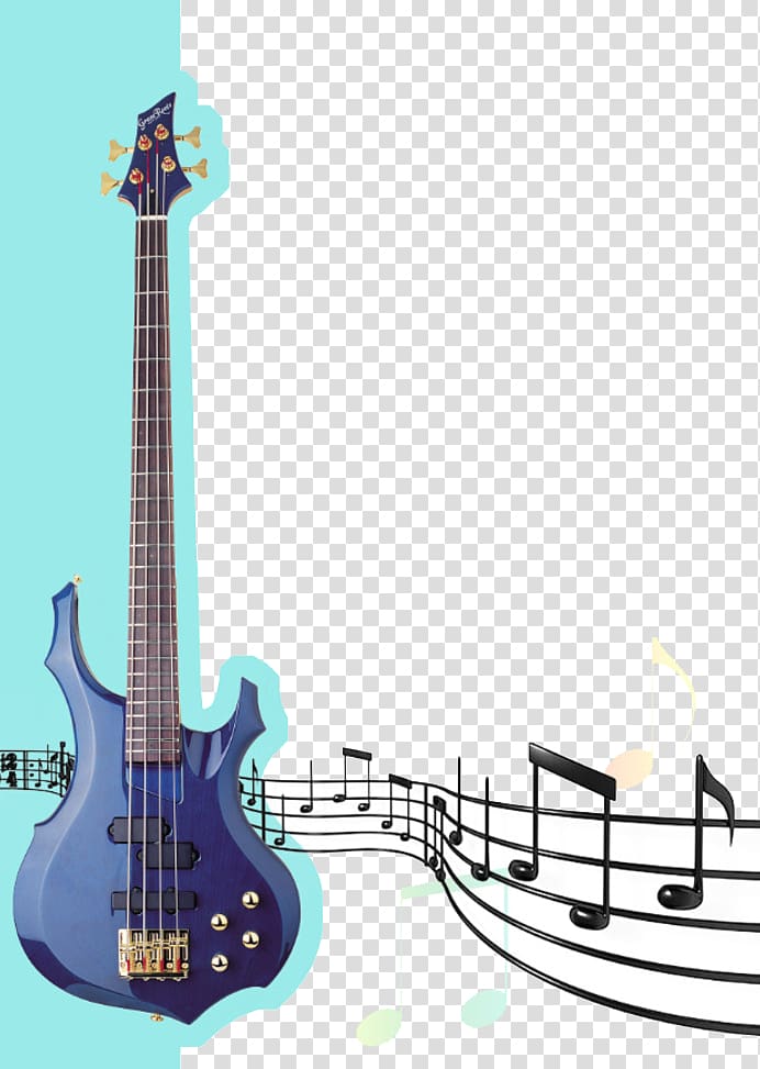 Bass guitar Electric guitar Musical note, Electric guitar material transparent background PNG clipart
