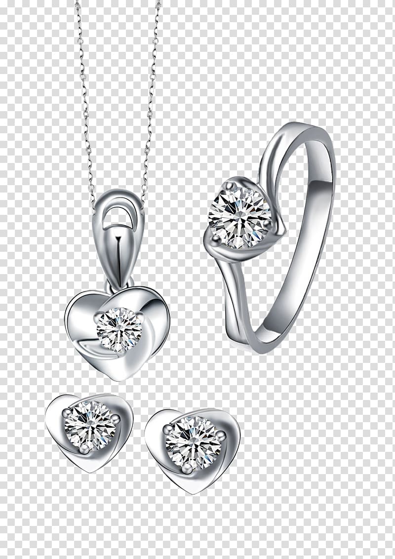 Locket Earring Necklace, Diamond Set transparent background PNG clipart