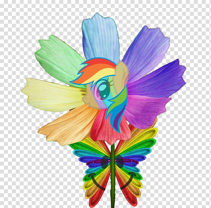 Flower Pony Butterfly Rainbow , aquarel transparent background PNG clipart