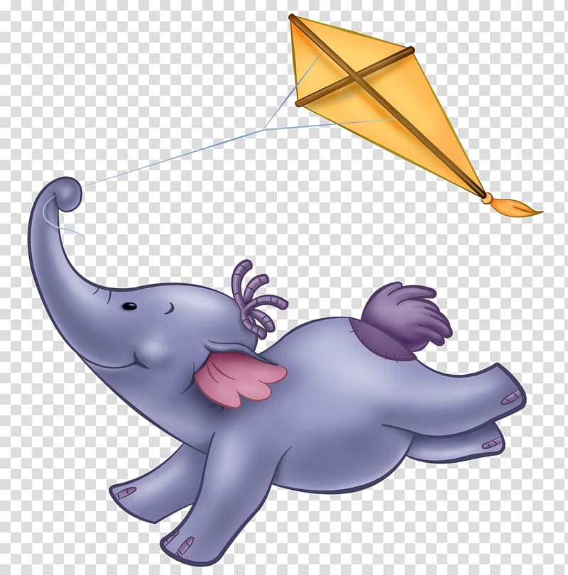 gray elephant playing yellow kite , Elephant Scalable Graphics , Cute Elephant Cartoon transparent background PNG clipart