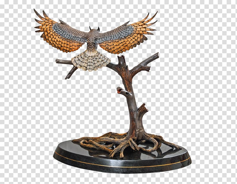 Bronze sculpture Owl Eagle, Great Horned Owl transparent background PNG clipart