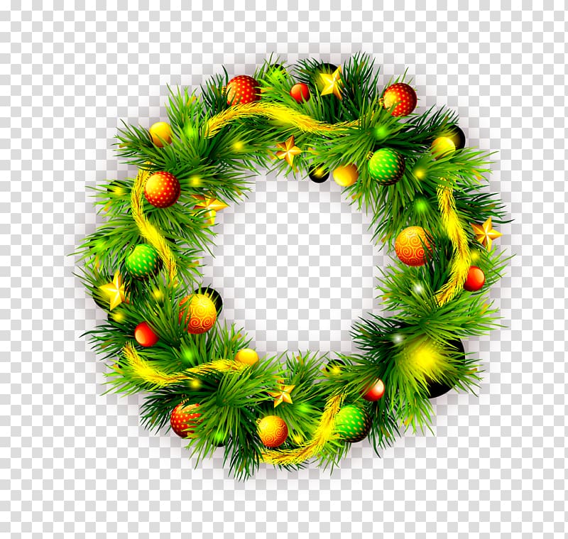 Wreath Christmas Gift Garland, Green pine cone pattern transparent background PNG clipart
