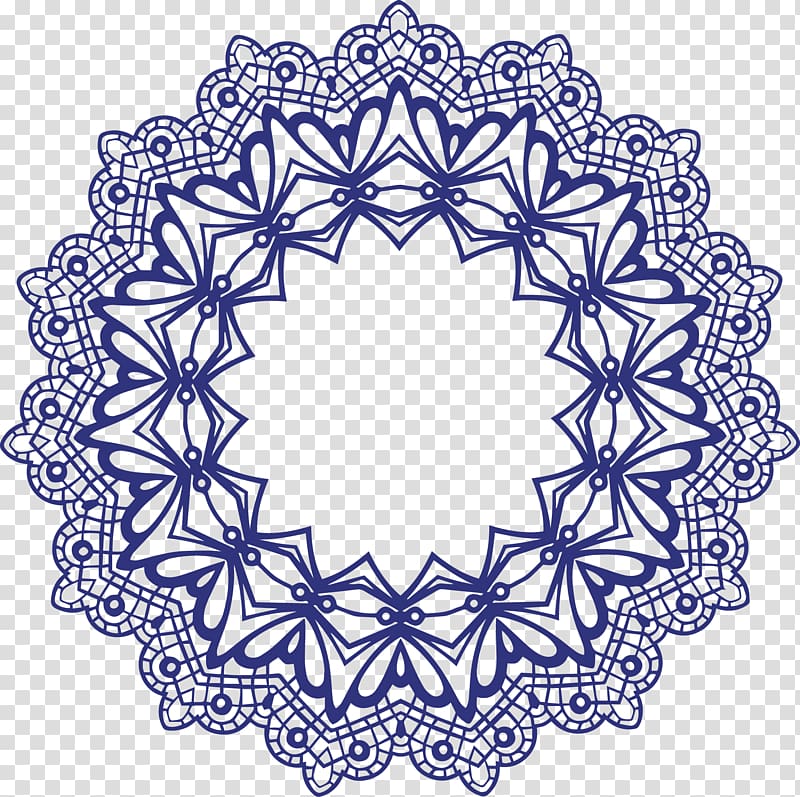 blue mandala illustration, Lace , Lace lace pattern round frame transparent background PNG clipart