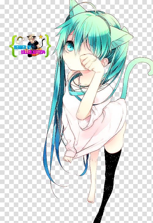 female anime character, Hatsune Miku Anime Catgirl Manga Vocaloid, SEXY GİRL transparent background PNG clipart