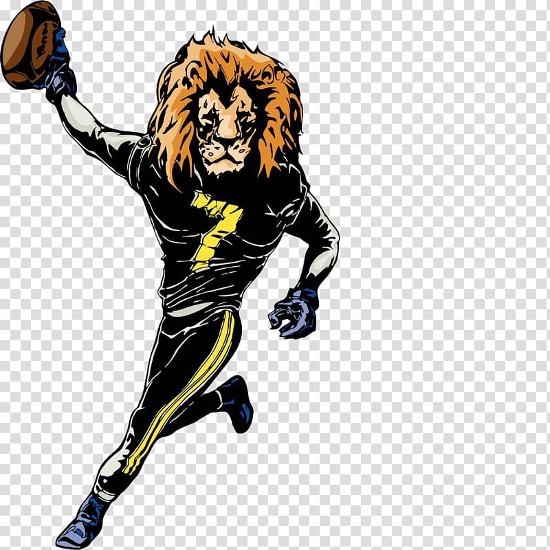 Lion Mascot Rugby football , The lion. transparent background PNG clipart