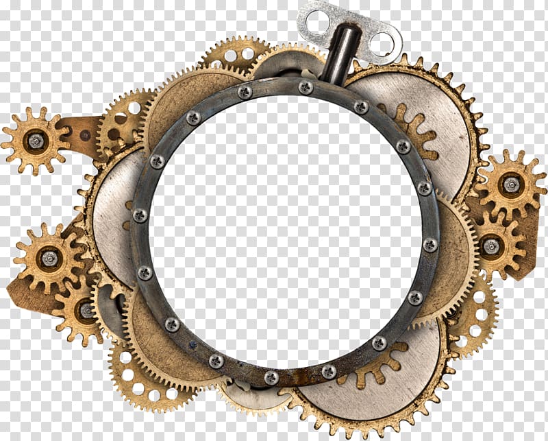 brown and grey gears frame, Steampunk , steampunk transparent background PNG clipart