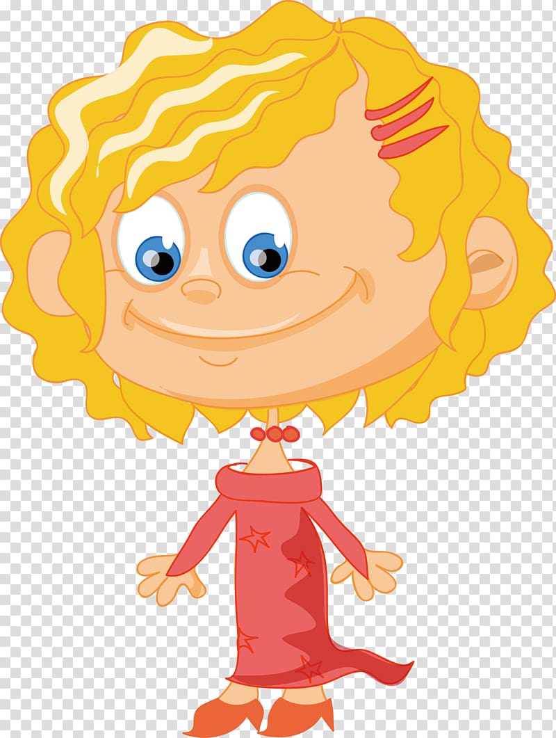 Girl Illustration, little girl with curly hair transparent background PNG clipart