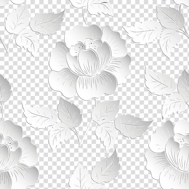 Relief Papercutting, 3d floral background, white flowers illustration transparent background PNG clipart