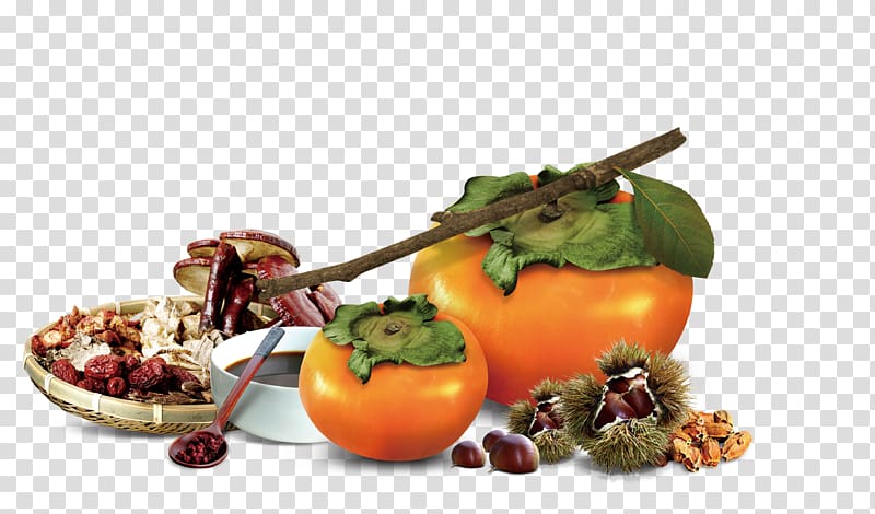 Autumn Poster Food Qiufen, persimmon transparent background PNG clipart