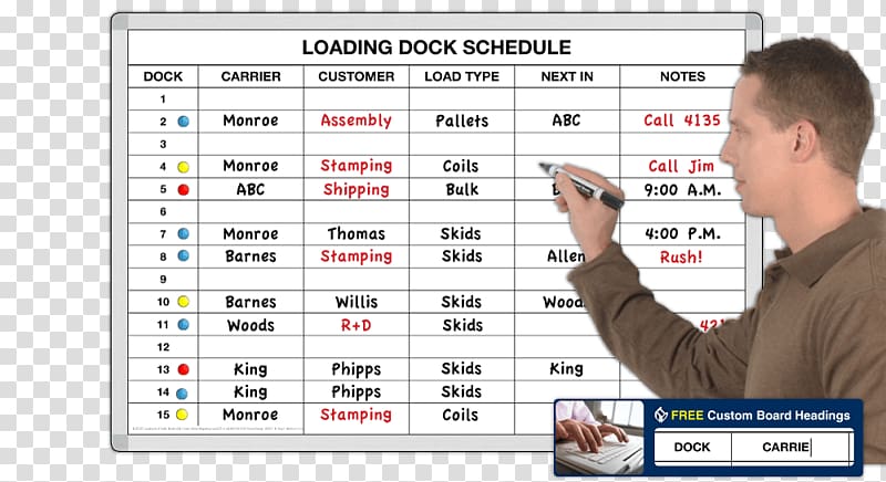 Dry-Erase Boards Magnatag Loading dock Drawing, schedule transparent background PNG clipart