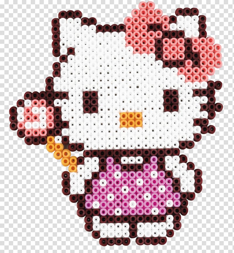 Hello Kitty Hama Bead Cross-stitch Pattern, hello transparent background PNG clipart