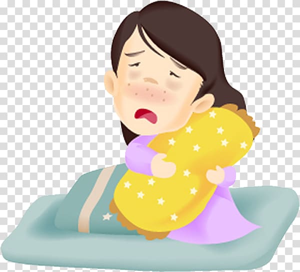 Cartoon Illness Illustration, The baby is sick and has no spirit transparent background PNG clipart