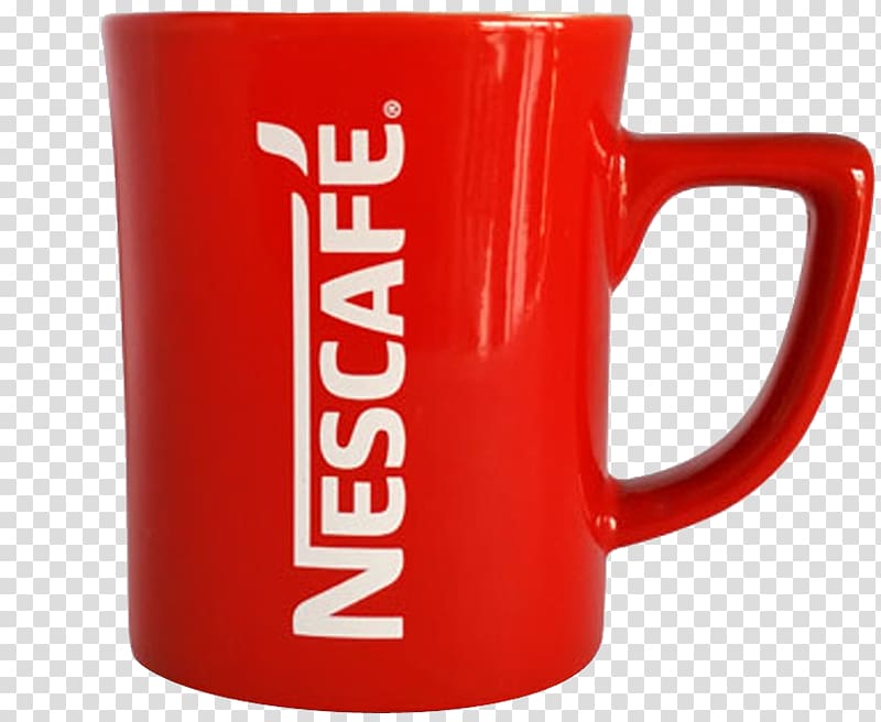 red Nescafe ceramic mug, Coffee cup Tea Mug Nescafé, Nescafe red mug coffee transparent background PNG clipart