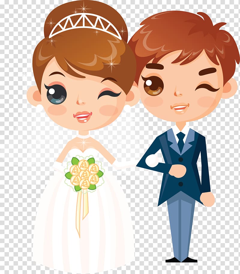 Wedding invitation couple , bride and groom transparent background PNG clipart