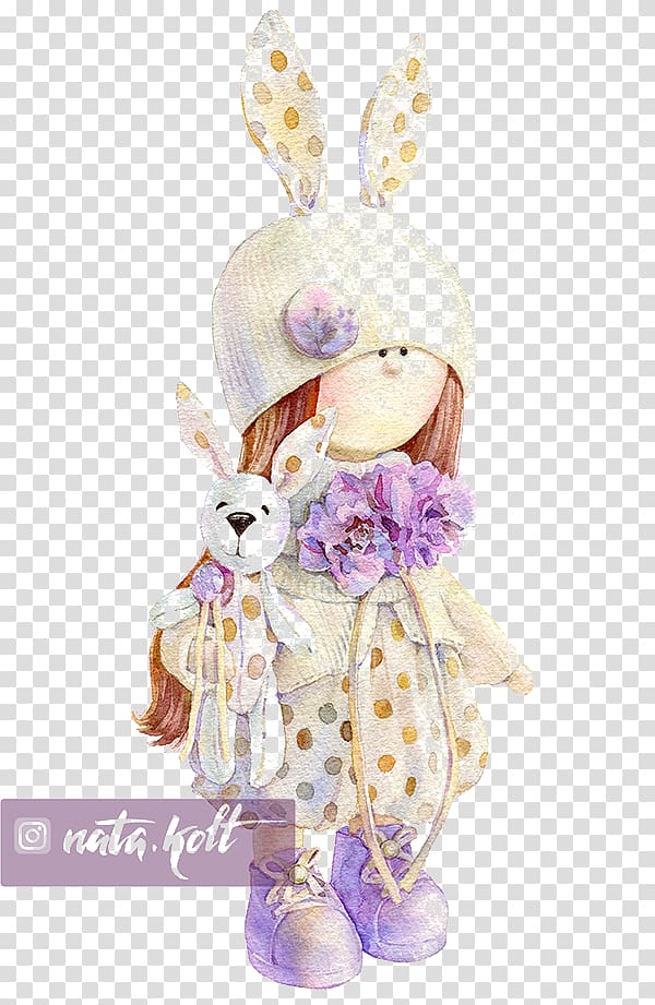 Stuffed toy Watercolor painting Doll Illustration, Cloth doll pattern transparent background PNG clipart