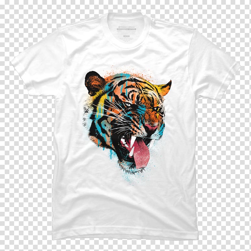 T-shirt Clothing Art Hoodie Redbubble, ferocious tiger head transparent background PNG clipart